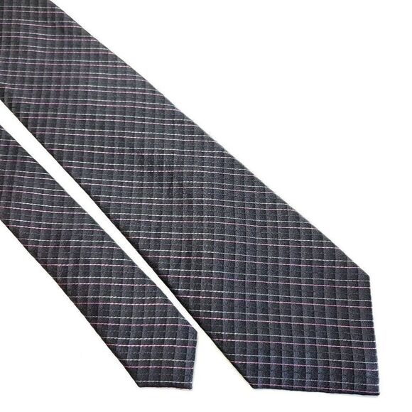 Perry Ellis‎ Portfolio Gray Purple Striped Woven Silk Tie - Picture 1 of 6
